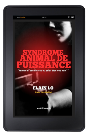 Couverture sur une tablette informatique du polar hardboiled Syndroma animal de puissance de Elain Lo